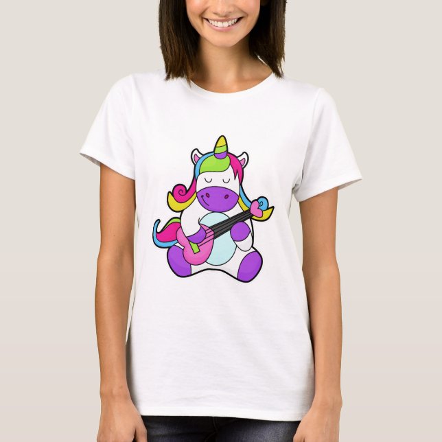 Unicorn as Musician with Guitar T-Shirt (Front)