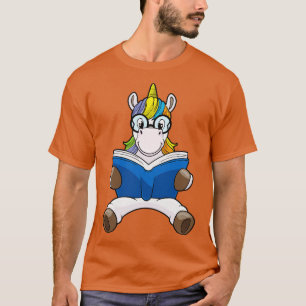 Unicorn as Nerd with Glasses Book T-Shirt