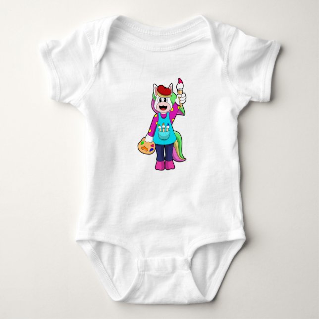 Unicorn as Painter Baby Bodysuit (Front)