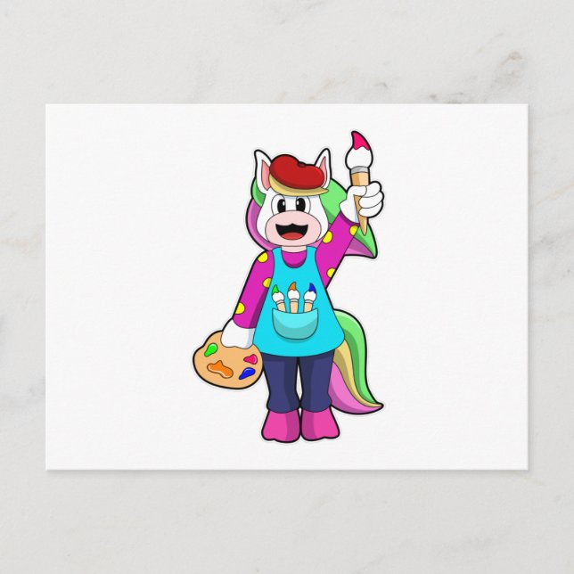Unicorn as Painter Postcard (Front)