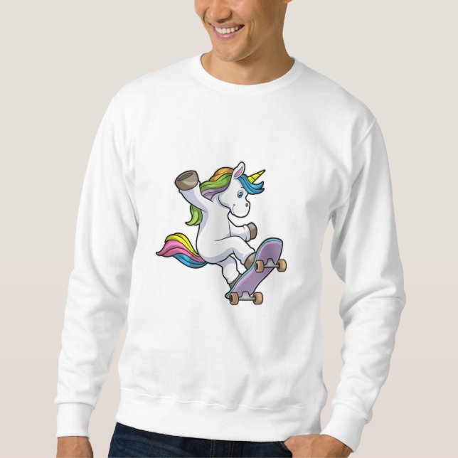 Unicorn as Skater with Skateboard Sweatshirt (Front)