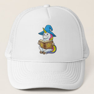 Unicorn as Wizard with Book & Hat