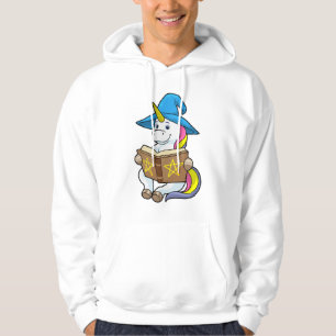 Unicorn as Wizard with Book & Hat Hoodie