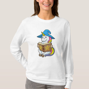 Unicorn as Wizard with Book & Hat T-Shirt