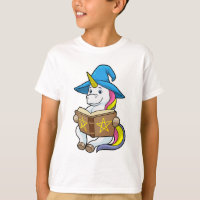 Unicorn as Wizard with Book & Hat