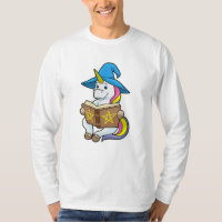 Unicorn as Wizard with Book & Hat