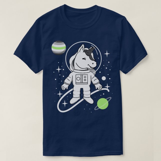 Unicorn Astronaut Agender Pride  T-Shirt (Design Front)