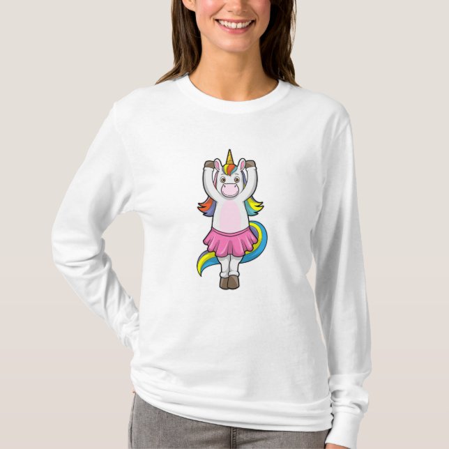 Unicorn at Ballet Dance with Skirt T-Shirt (Front)