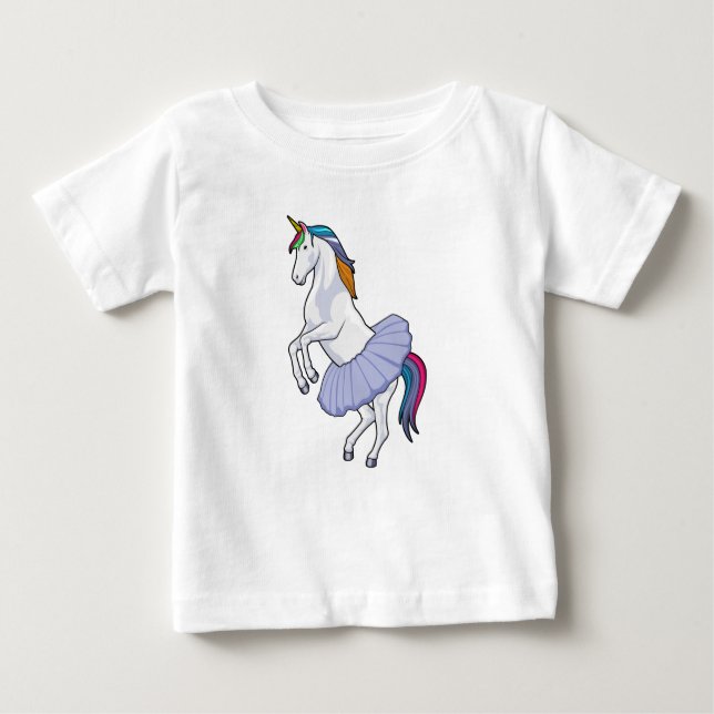 Unicorn at Ballet with Skirt Baby T-Shirt (Front)
