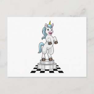 Unicorn at Chess as Chess piece Knight Postcard