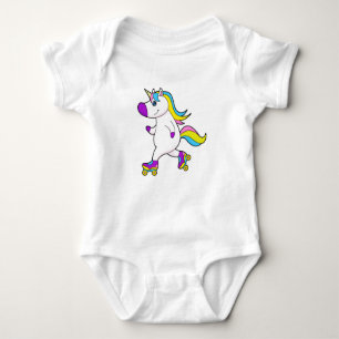 Unicorn at Inline skating with Roller skates Baby Bodysuit