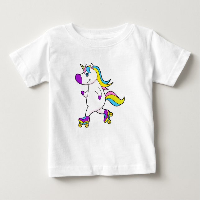 Unicorn at Inline skating with Roller skates Baby T-Shirt (Front)