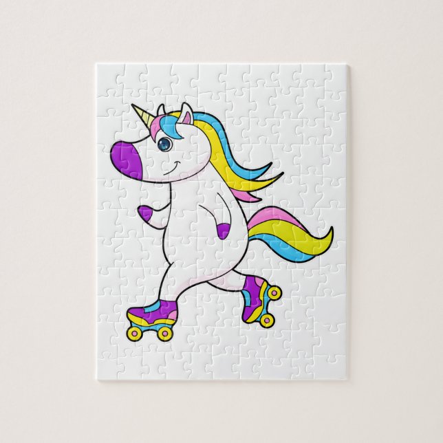 Unicorn at Inline skating with Roller skates Jigsaw Puzzle (Vertical)