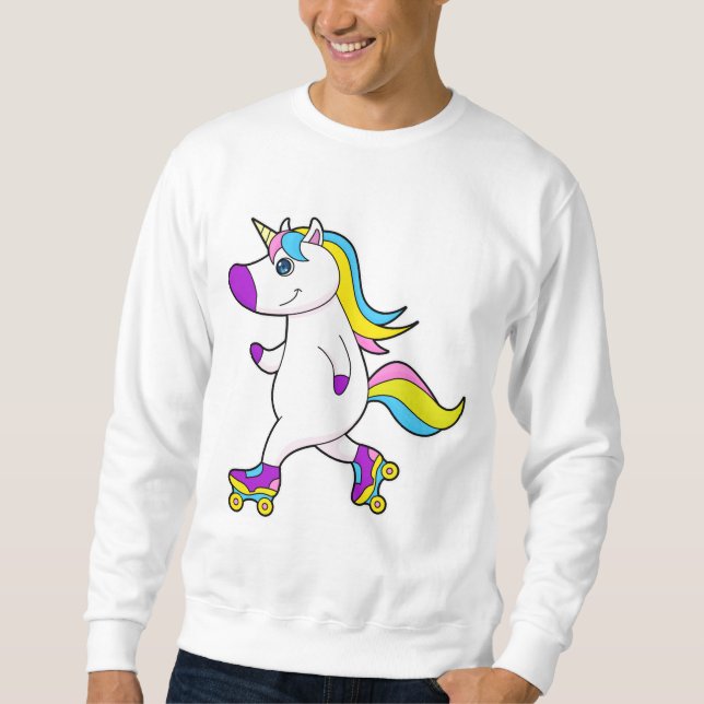 Unicorn at Inline skating with Roller skates Sweatshirt (Front)