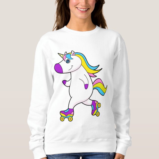 Unicorn at Inline skating with Roller skates Sweatshirt (Front)