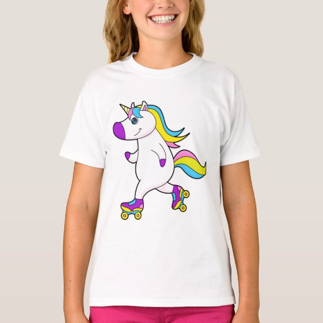 Unicorn at Inline skating with Roller skates T-Shirt (Front)