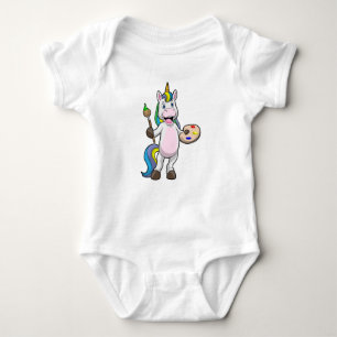Unicorn at Painting with Brush & Colour Baby Bodysuit