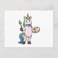 Unicorn at Painting with Brush & Colour