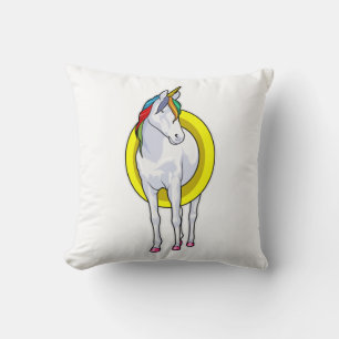 Unicorn at Swimming with Swim ring Cushion
