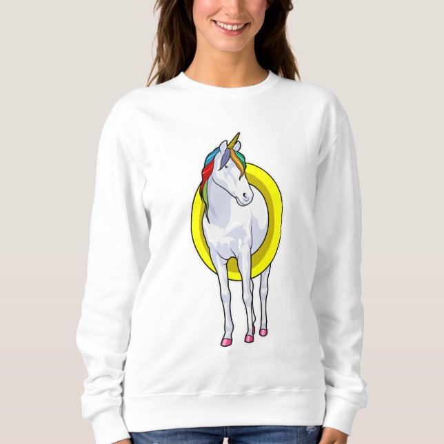 Unicorn at Swimming with Swim ring Sweatshirt (Front)