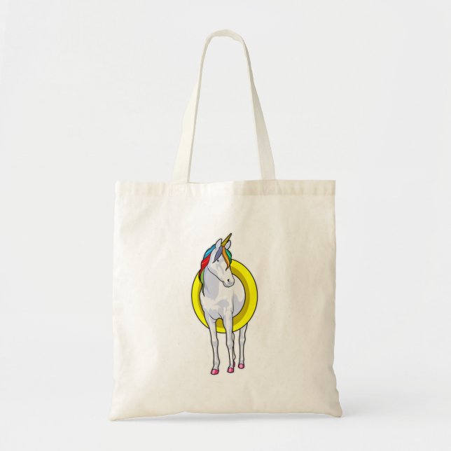 Unicorn at Swimming with Swim ring Tote Bag (Front)