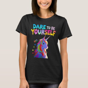 Unicorn Autism Awareness Acceptance Autistic Girl  T-Shirt