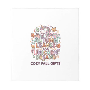Unicorn Autumn Leaves and Unicorn Dreams Bold Typo Notepad