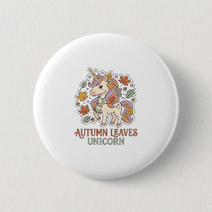 Unicorn Autumn Leaves Unicorn Graphic Design Merch 6 Cm Round Badge