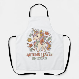 Unicorn Autumn Leaves Unicorn Graphic Design Merch Apron