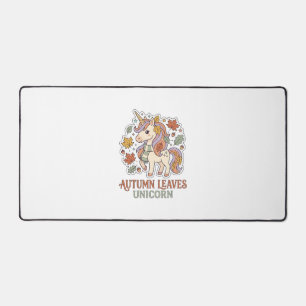 Unicorn Autumn Leaves Unicorn Graphic Design Merch Desk Mat