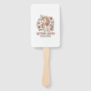 Unicorn Autumn Leaves Unicorn Graphic Design Merch Hand Fan
