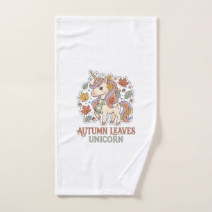 Unicorn Autumn Leaves Unicorn Graphic Design Merch Hand Towel