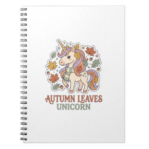 Unicorn Autumn Leaves Unicorn Graphic Design Merch Notebook