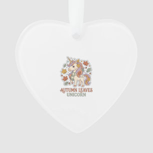 Unicorn Autumn Leaves Unicorn Graphic Design Merch Ornament