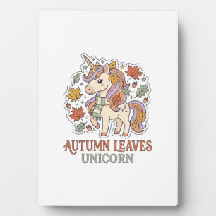 Unicorn Autumn Leaves Unicorn Graphic Design Merch Plaque