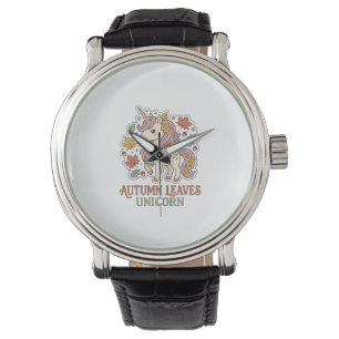 Unicorn Autumn Leaves Unicorn Graphic Design Merch Watch