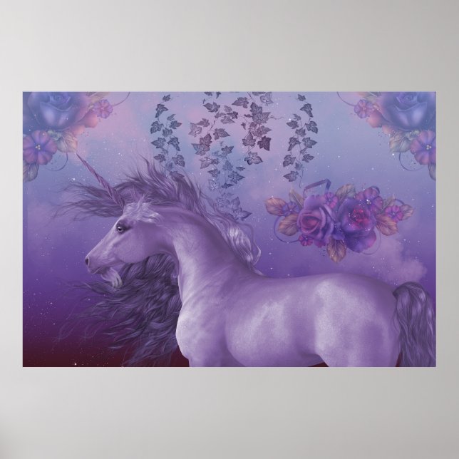 Unicorn Autumn Roses Poster (Front)