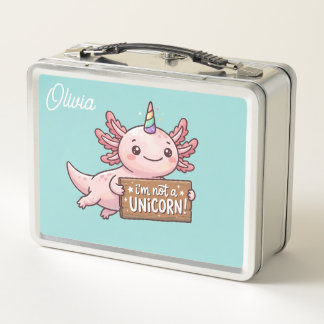 Unicorn Axolotl Lunch Box - Custom Name Rainbow