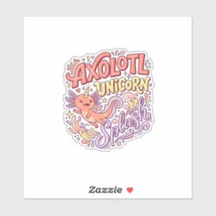 Unicorn Axolotl Unicorn Splash Whimsical White Bac