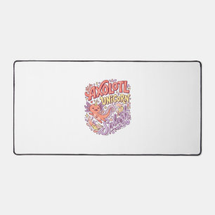 Unicorn Axolotl Unicorn Splash Whimsical White Bac Desk Mat