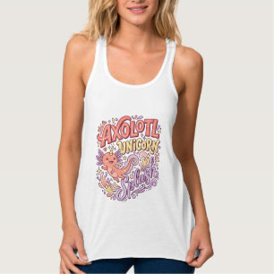 Unicorn Axolotl Unicorn Splash Whimsical White Bac Singlet