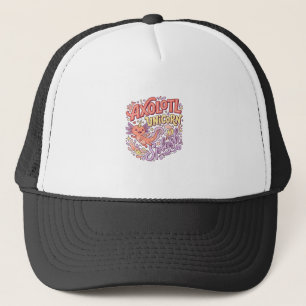 Unicorn Axolotl Unicorn Splash Whimsical White Bac Trucker Hat