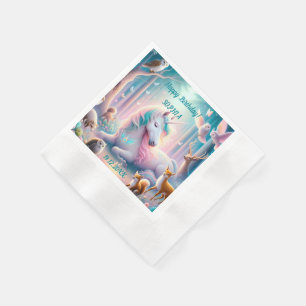 Unicorn, Baby/ Kids, Birthday Custom Name/ DOB Napkin