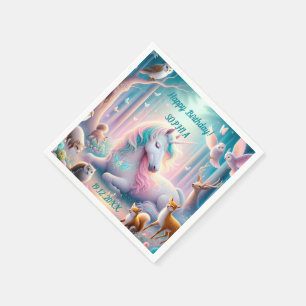 Unicorn, Baby/ Kids, Birthday Custom Name/ DOB Napkin
