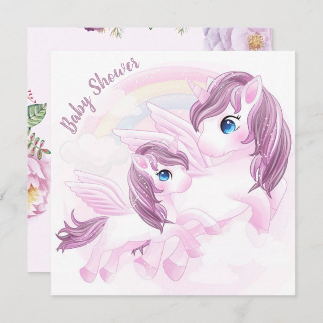 Unicorn Baby Shower Invitation (Front/Back)