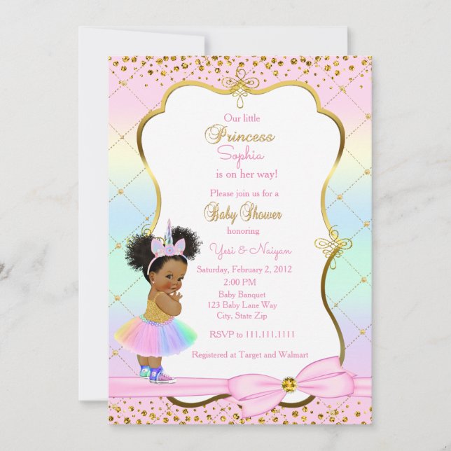 Unicorn baby shower invitation (Front)