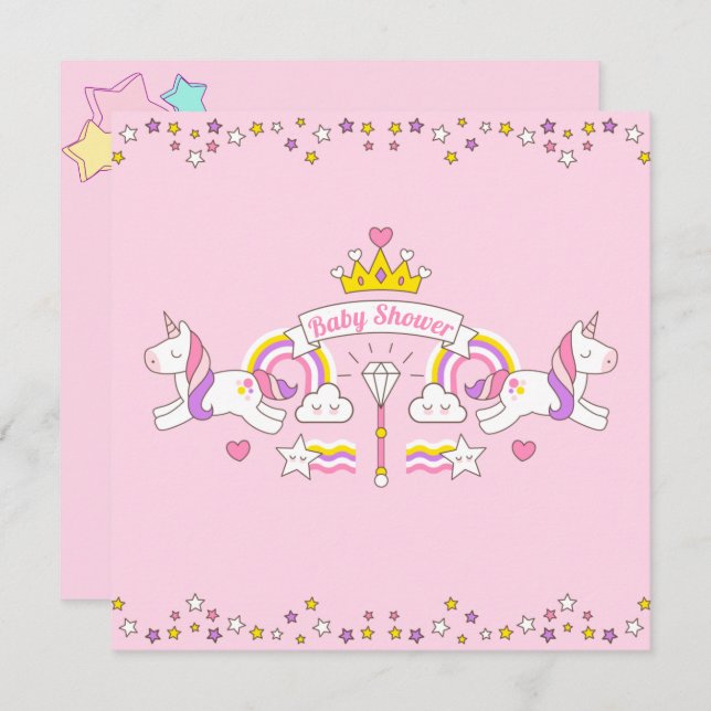 Unicorn Baby Shower Invitation (Front/Back)