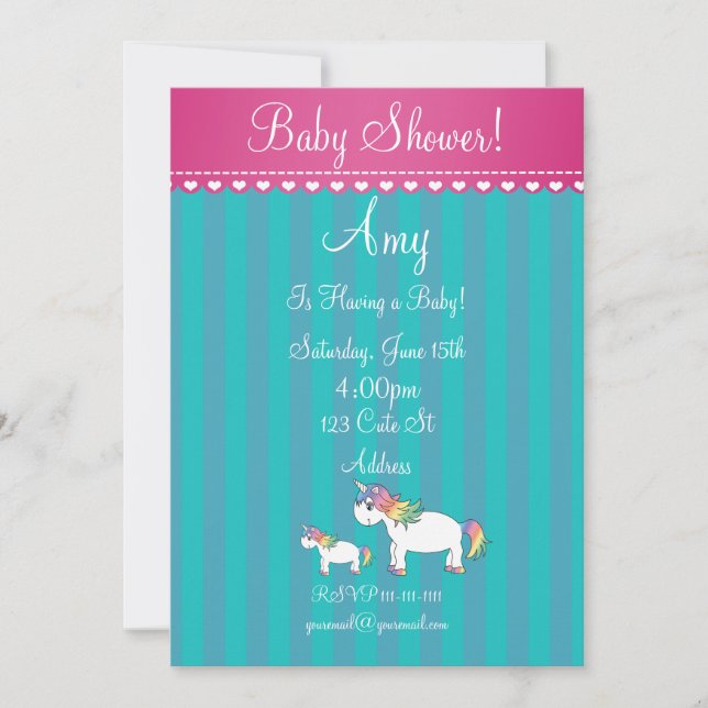 Unicorn baby shower invitation (Front)
