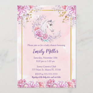 Unicorn baby shower invitation watercolor