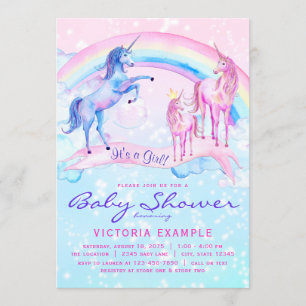 Unicorn Baby Shower Invitations Pastel Unicorn